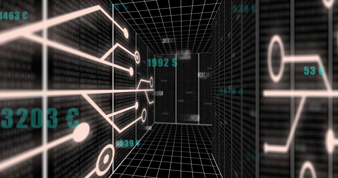 Futuristic Digital Data Processing Circuit Board