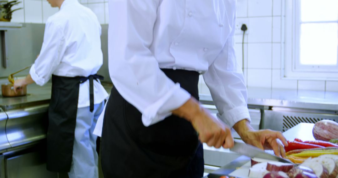 Chefs Preparing Food in Restaurant Kitchen - Free Images, Stock Photos and Pictures on Pikwizard.com