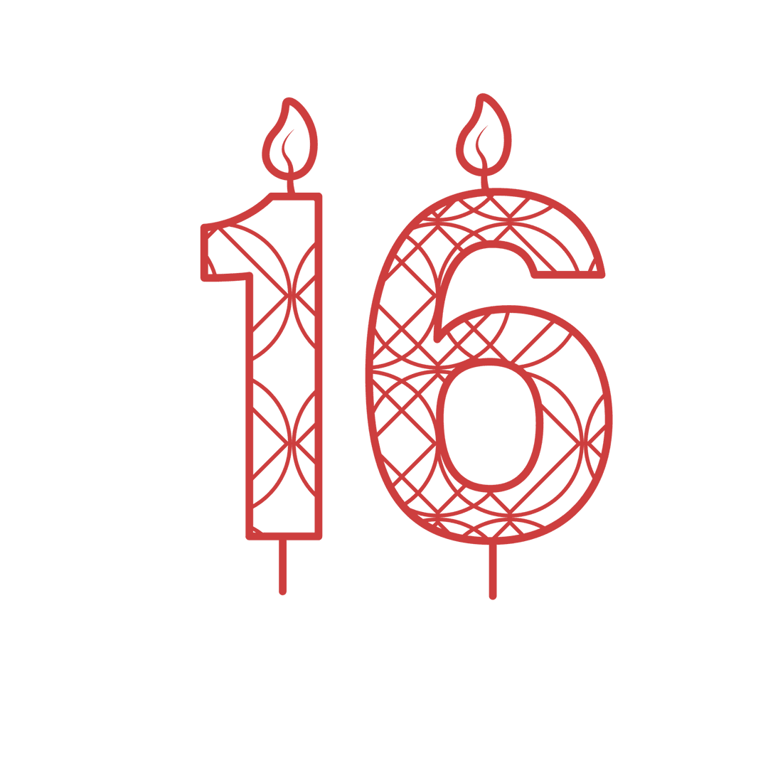 Red Transparent 16th Birthday Candles Illustration
