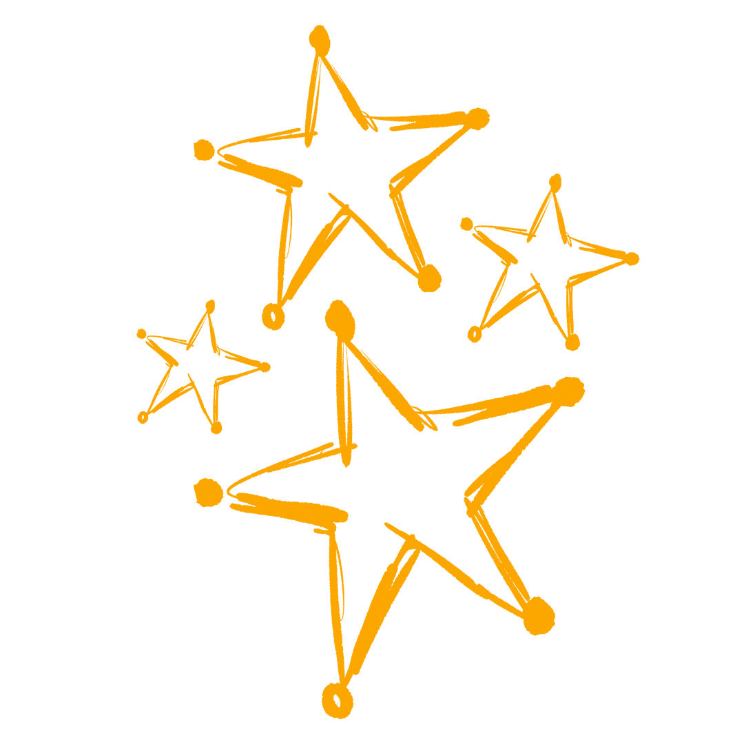 Brush Stroke Hand-Drawn Star Shapes on Transparent Background