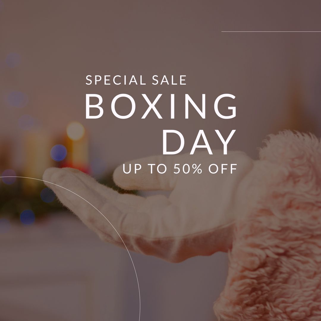 Boxing Day Special Sale with Santa Claus Hand and Festive Background - Download Free Stock Templates Pikwizard.com