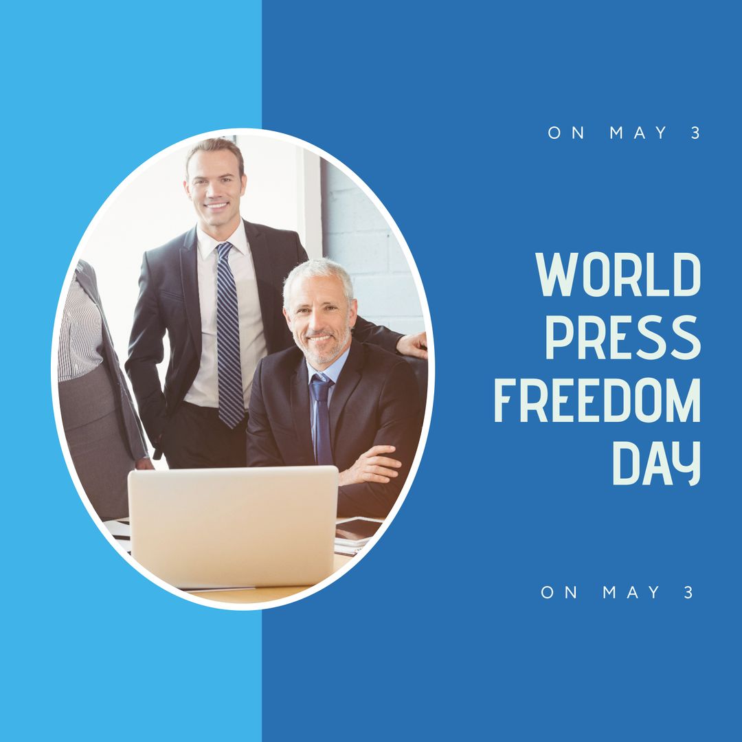 Diverse Team Celebrating World Press Freedom Day in Office