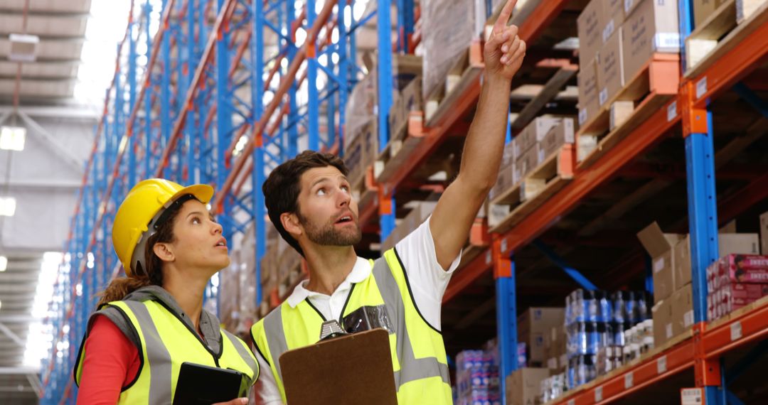 Warehouse Workers Inspecting Inventory on Shelves - Free Images, Stock Photos and Pictures on Pikwizard.com