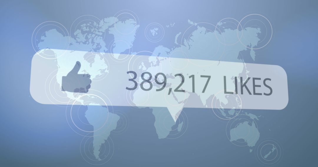 Global Social Media Like Count Illustration with World Map Background - Free Images, Stock Photos and Pictures on Pikwizard.com