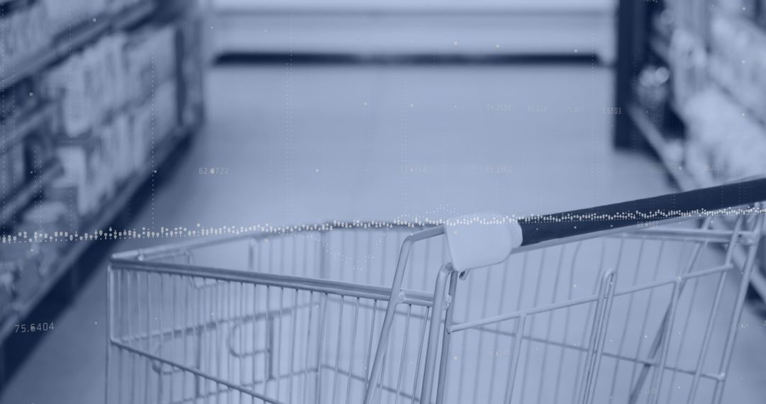 Supermarket Shopping Cart with Overlayed Statistical Data Graphics