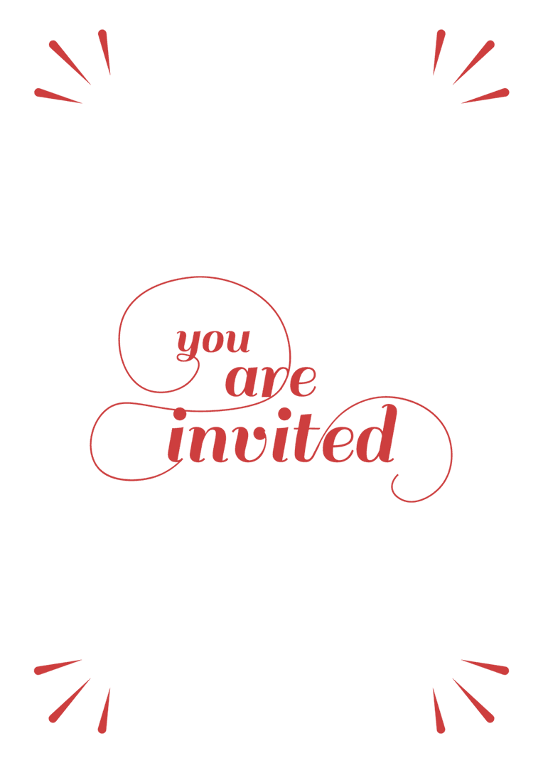 Red Text Invitation on Transparent Background Vector - Download Free Stock Images Pikwizard.com