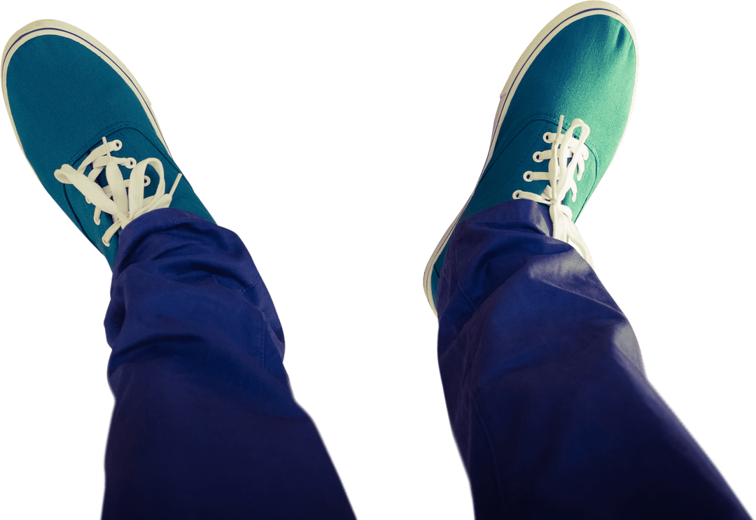 Man Wearing Stylish Canvas Shoes Standing on Transparent Background