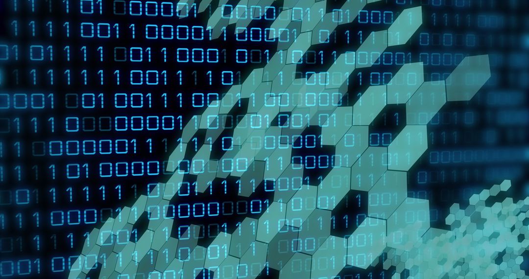 Binary Code and Digital Hexagons Symbolizing Data Processing - Free Images, Stock Photos and Pictures on Pikwizard.com