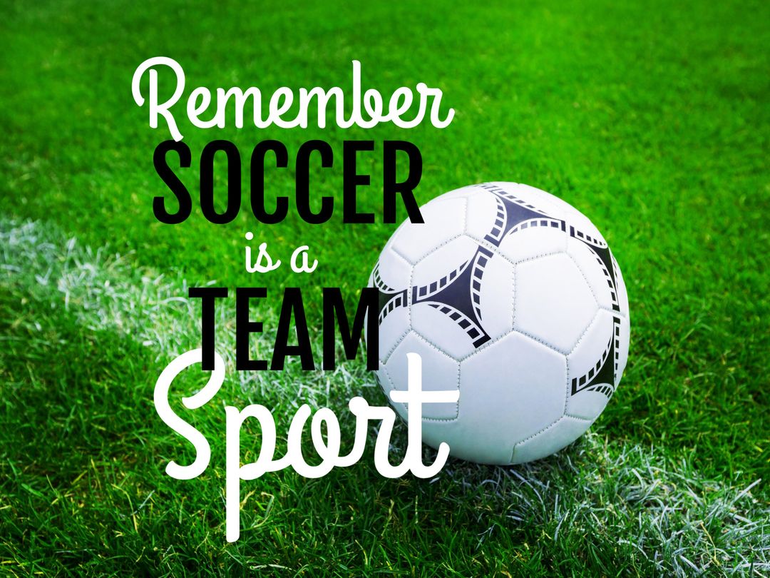 Soccer Ball on Grass Field with Inspirational Teamwork Message - Download Free Stock Templates Pikwizard.com