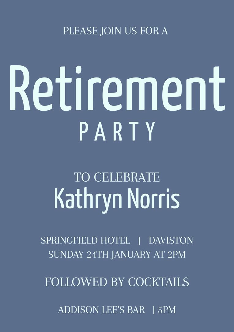 Elegant Retirement Party Invitation with Event Details - Download Free Stock Templates Pikwizard.com