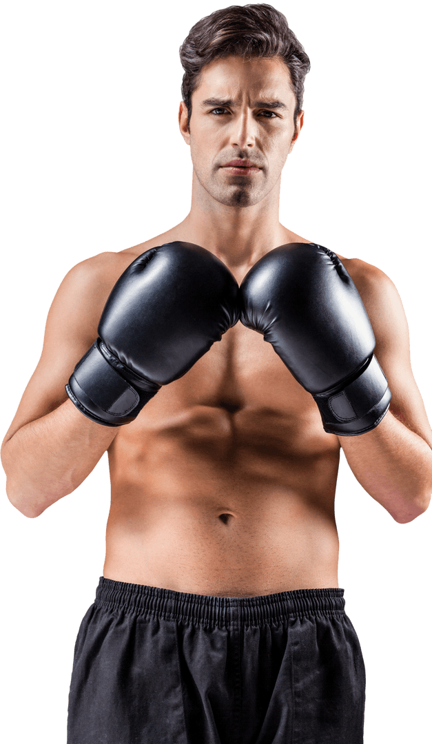 Portrait of confident male boxer with boxing gloves transparent background - Download Free Stock Images Pikwizard.com