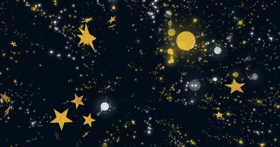 Abstract Night Sky With Glowing Stars and Bokeh Effect