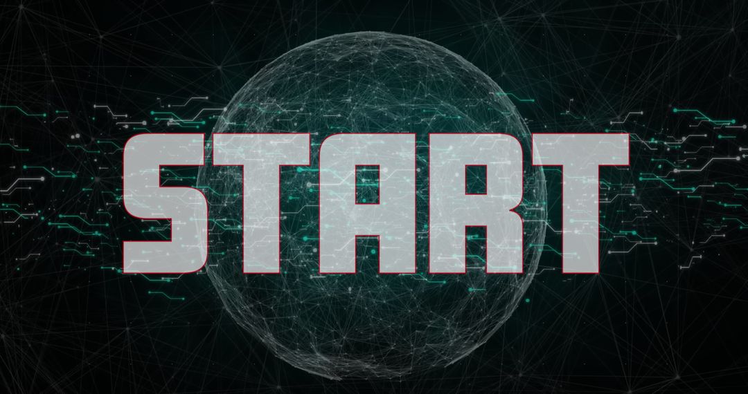 Digital Start Concept with Earth Grid Background