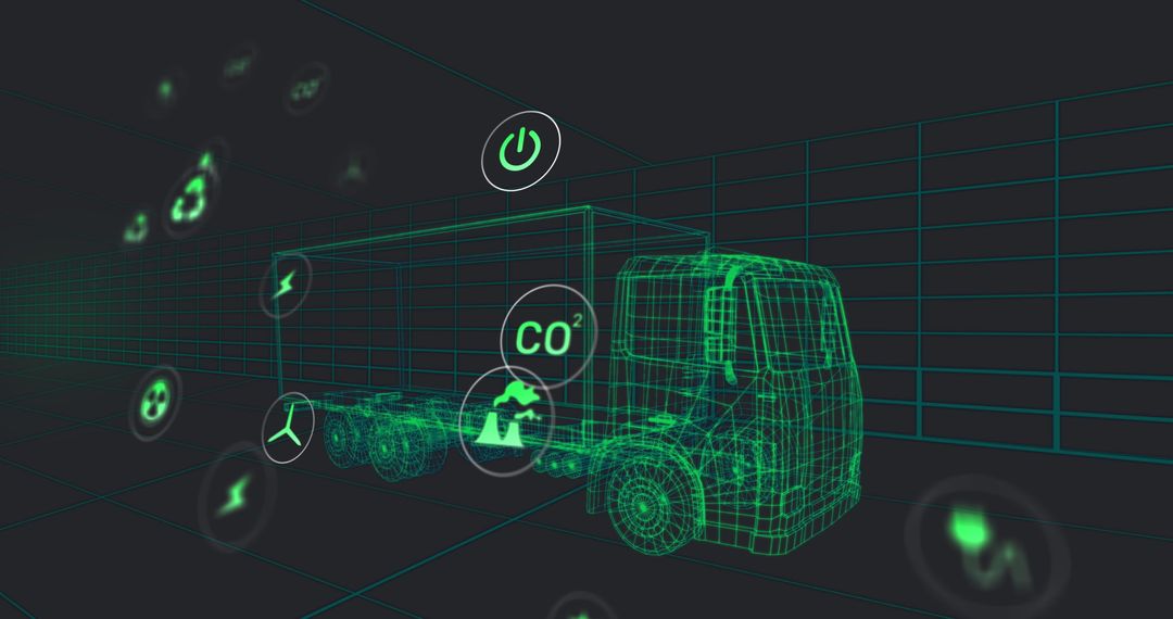 Futuristic Eco-friendly Truck with Digital Data Interface