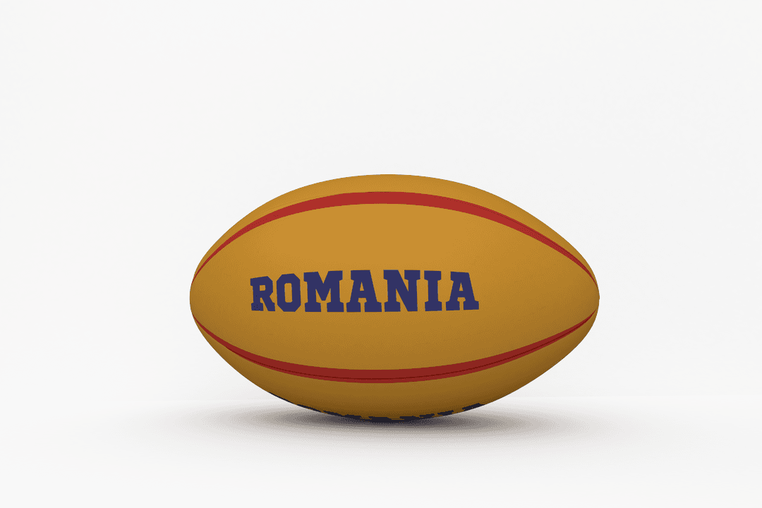 Transparent Rugby Ball Illustration with Romania Text