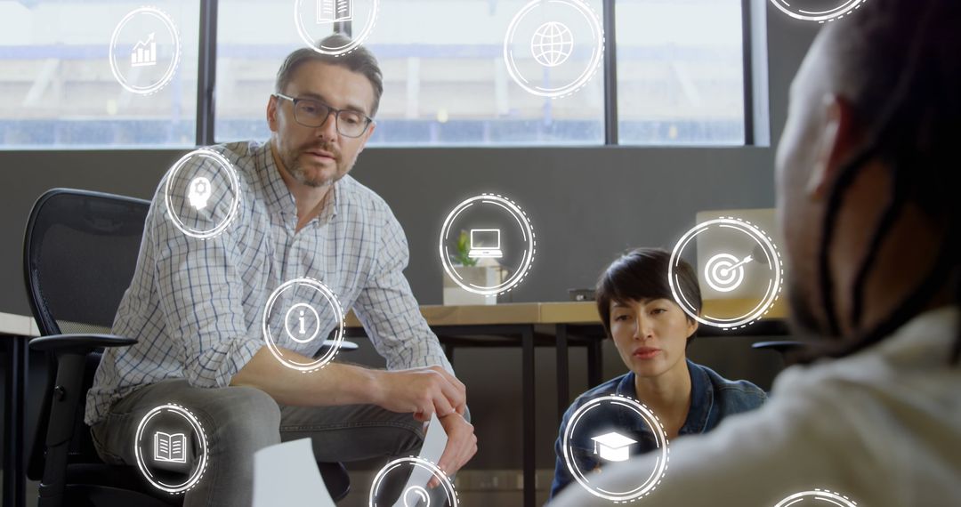 Team Exploring Digital Analytics in Modern Office Environment