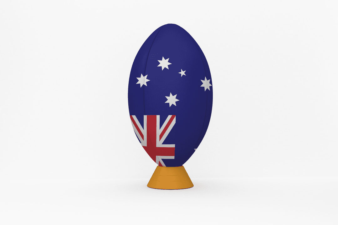 Transparent Rugby Ball with Australian Flag on Stand