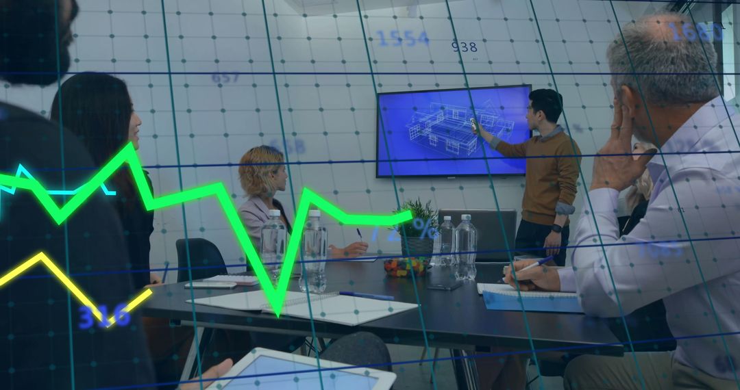 Financial Data and Diverse Business Meeting with Global Focus