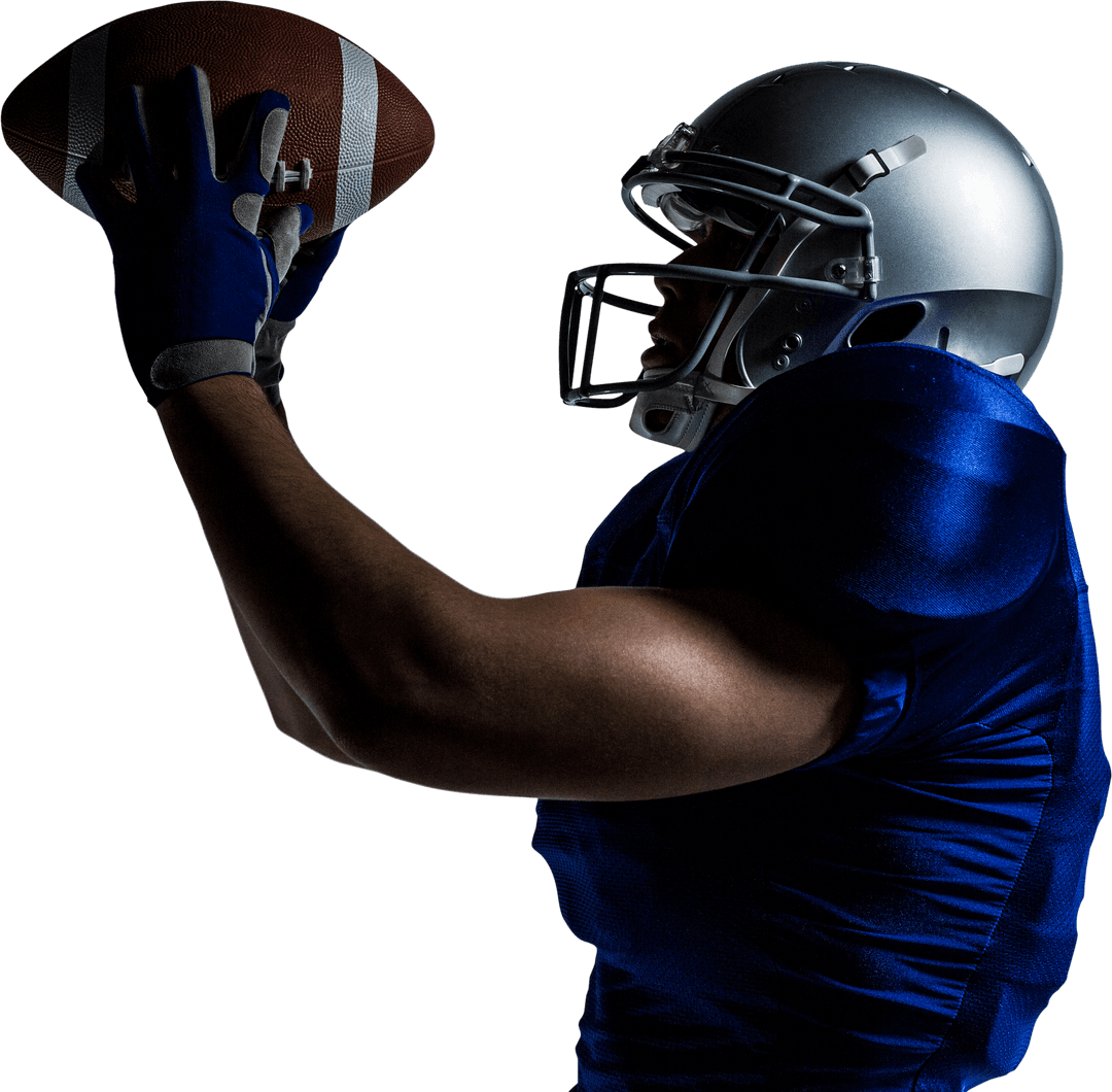Transparent View of American Football Player Catching Ball