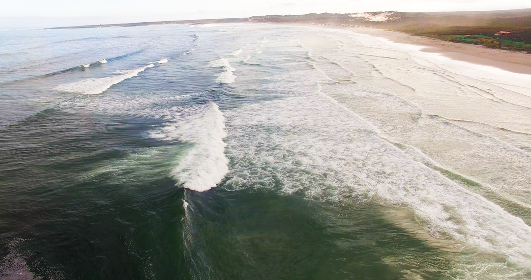 Transparent Aerial View of Rolling Waves hitting Sandy Beach - Download Free Stock Images Pikwizard.com