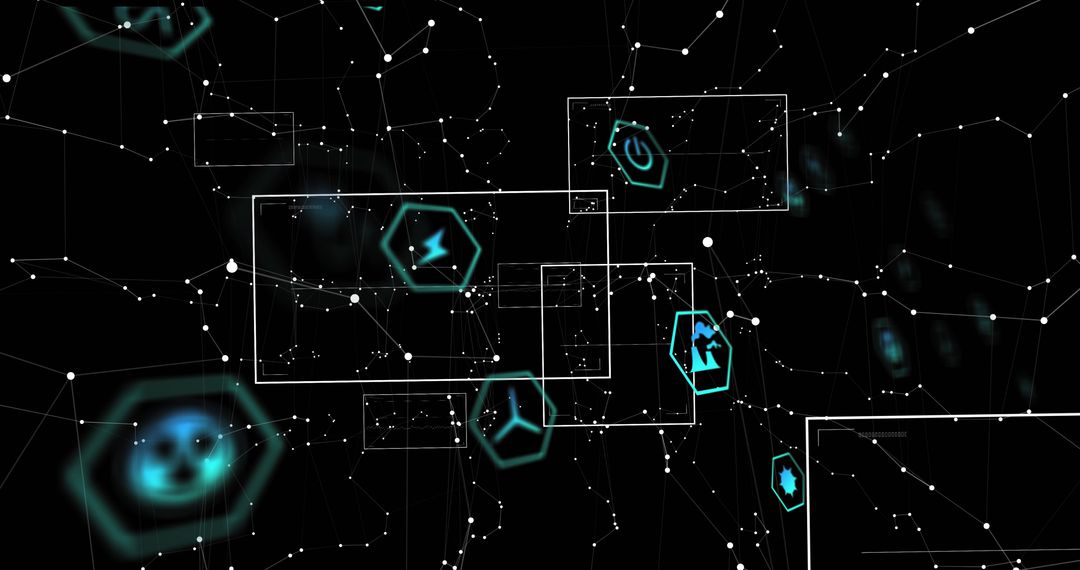 Abstract Digital Network with Connected Future Tech Icons