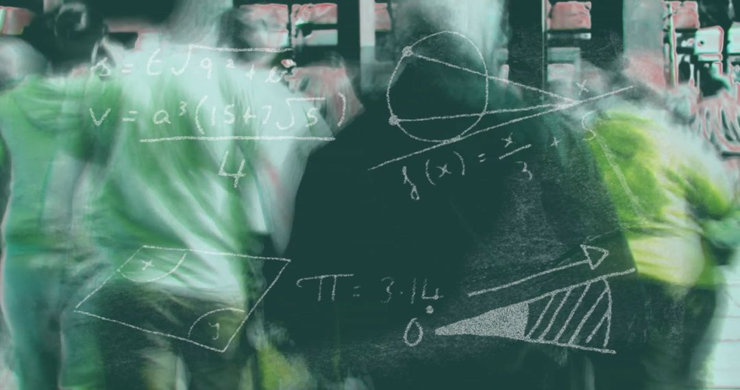 Students Walking with Math Concepts in Academic Setting