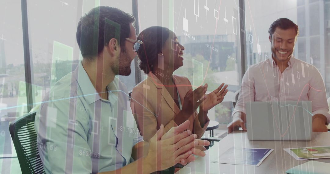 Corporate Team Applauding Successful Presentation