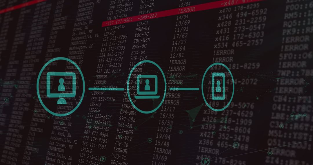 Digital Interface Concept with Data Processing and Security Icons