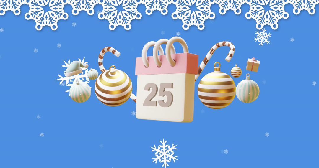 3D Calendar with Christmas Decorations and Snowflakes - Free Images, Stock Photos and Pictures on Pikwizard.com