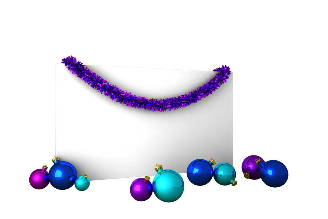 Transparent Holiday Poster with Festive Ornaments and Tinsel Garland - Download Free Stock Images Pikwizard.com