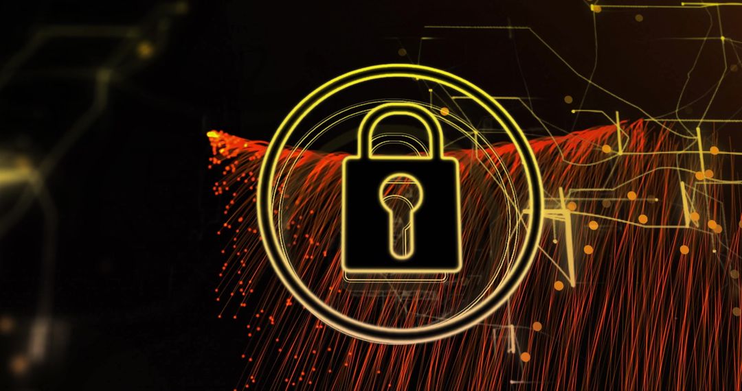 Cybersecurity Concept with Digital Lock Icon on Abstract Background