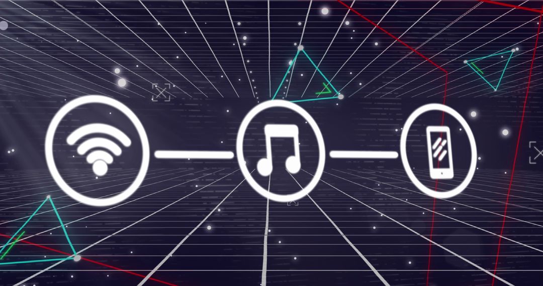 Digital Connectivity Concept with Network Icons and Grid