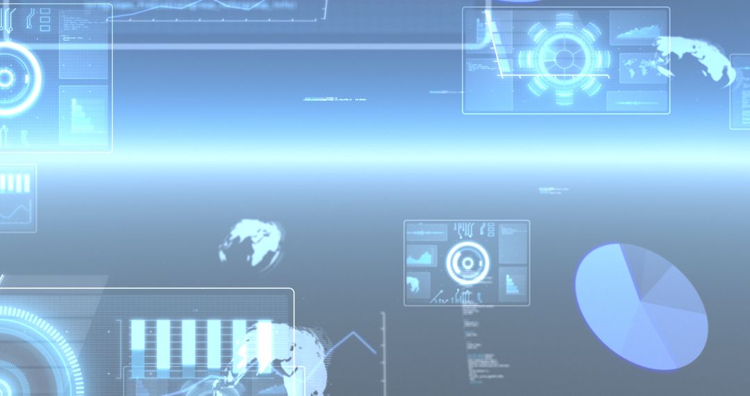 Futuristic Data Visualization Screens and Global Network Connections