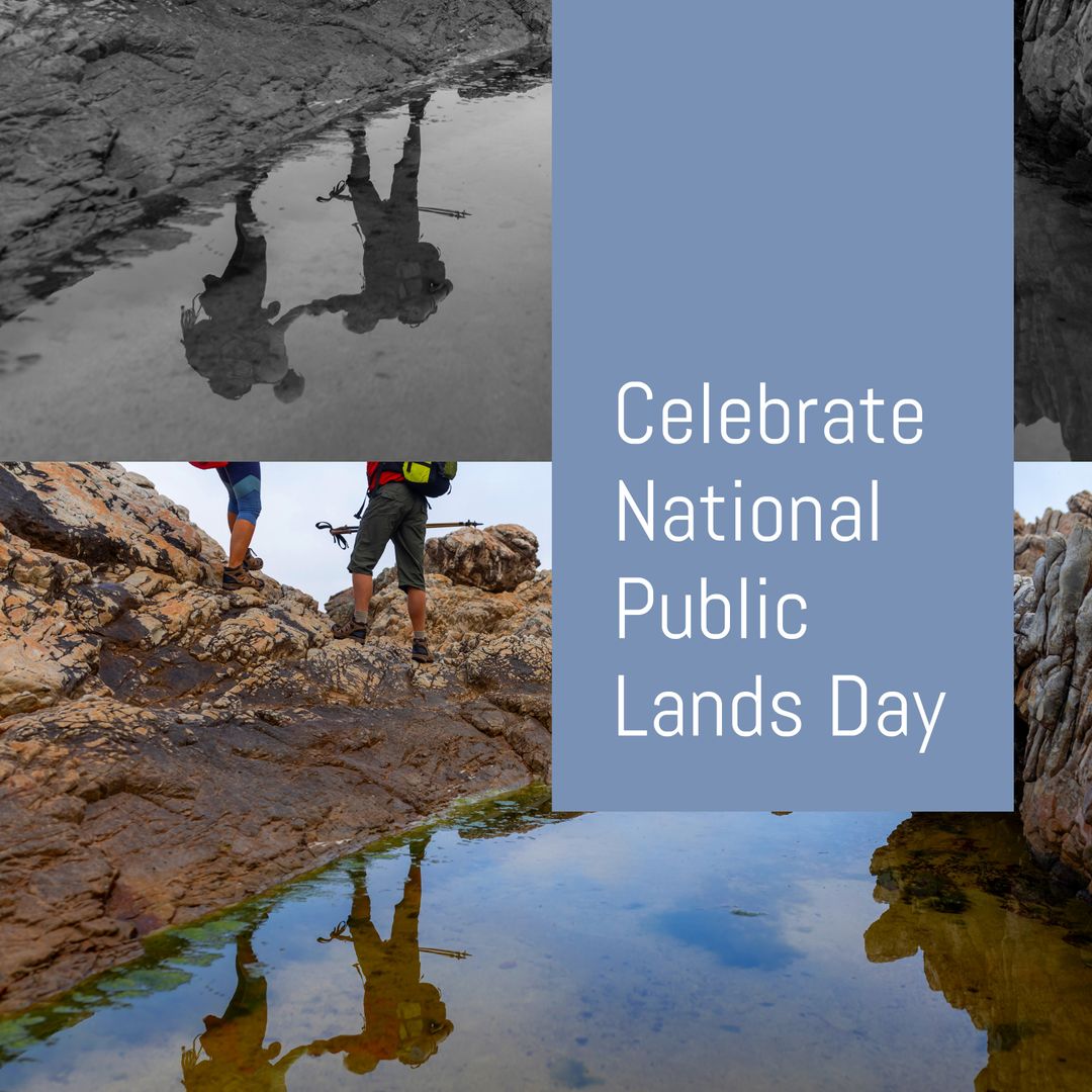 Adventurous Couple Hiking Rocky Terrain for Public Lands Day