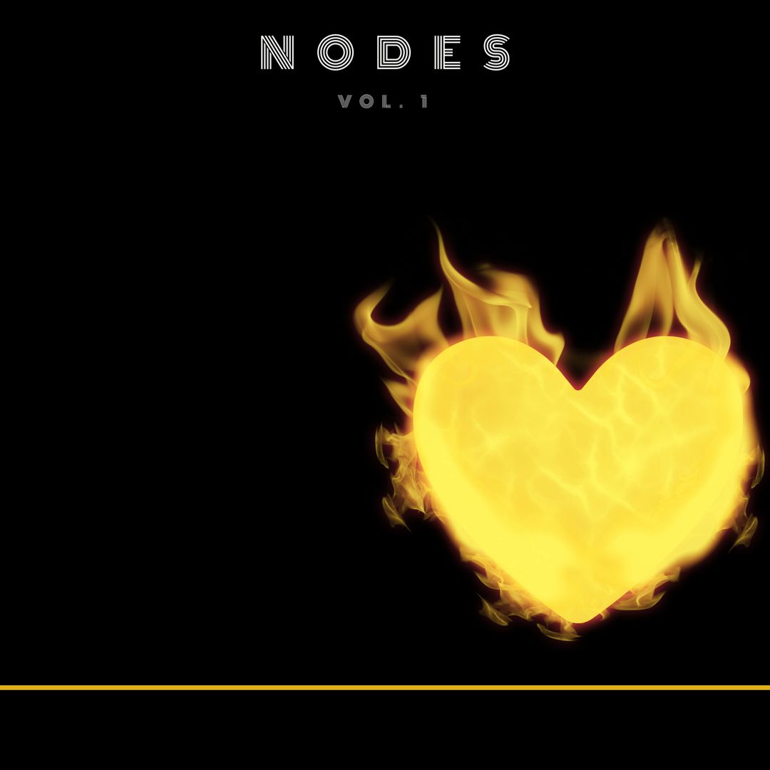 Fiery Heart Album Cover Art Design with Nodes Text