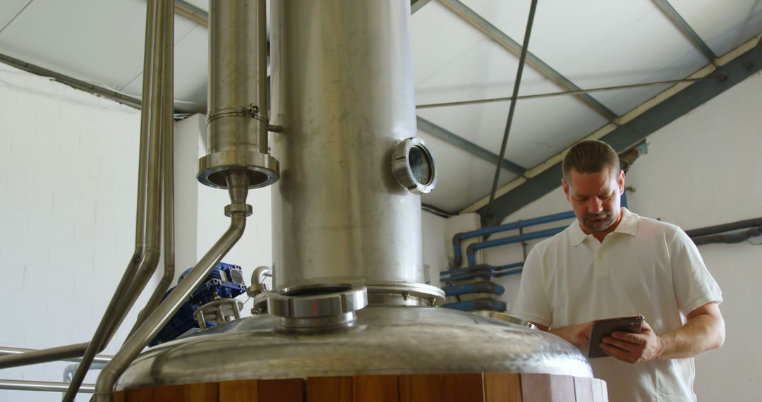 Brewery Worker Monitoring Equipment in Microbrewery - Free Images, Stock Photos and Pictures on Pikwizard.com