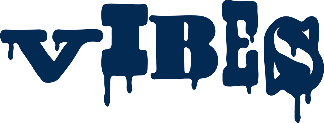 Transparent VIBES Text Dripping Navy Blue Paint Design
