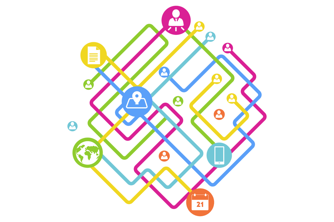Colorful Transparent Network Connections Communication Concept