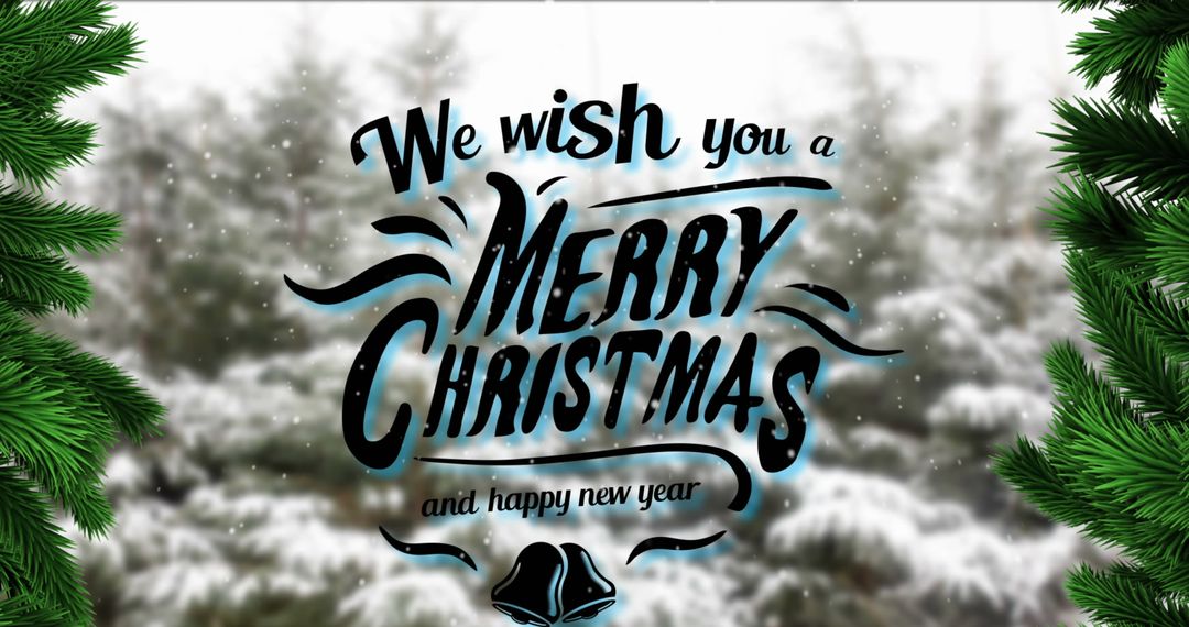 Festive Merry Christmas Greeting With Snowy Background