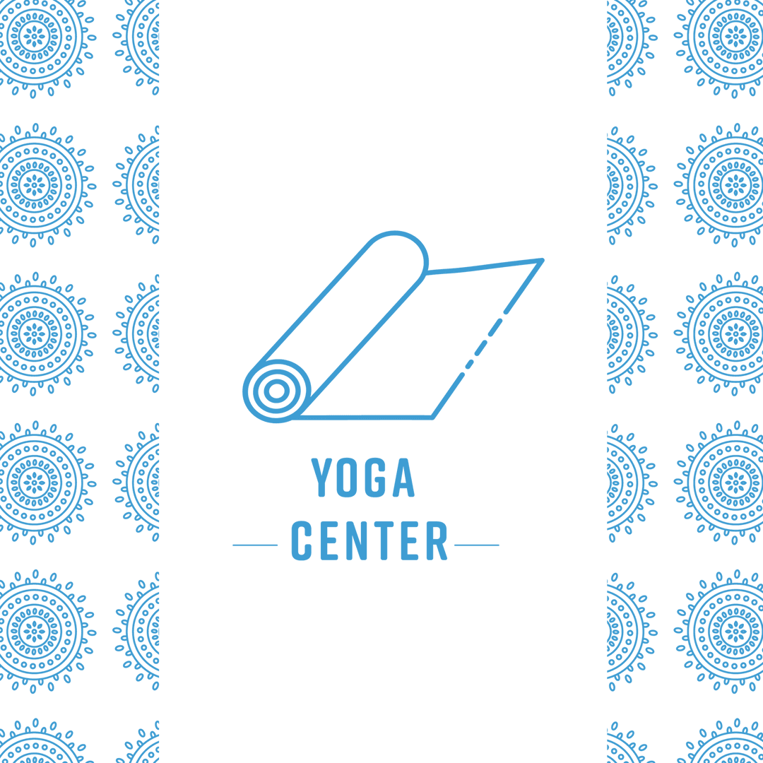 Yoga Center Mat Icon with Geometric Shapes on Transparent Background