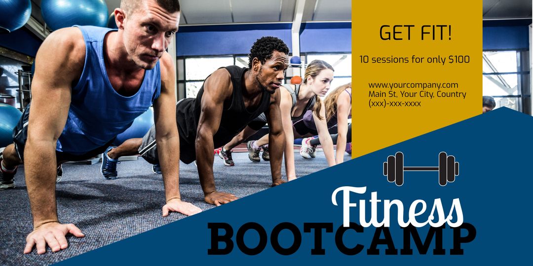 Motivated Individuals in Fitness Bootcamp Push-Up Challenge