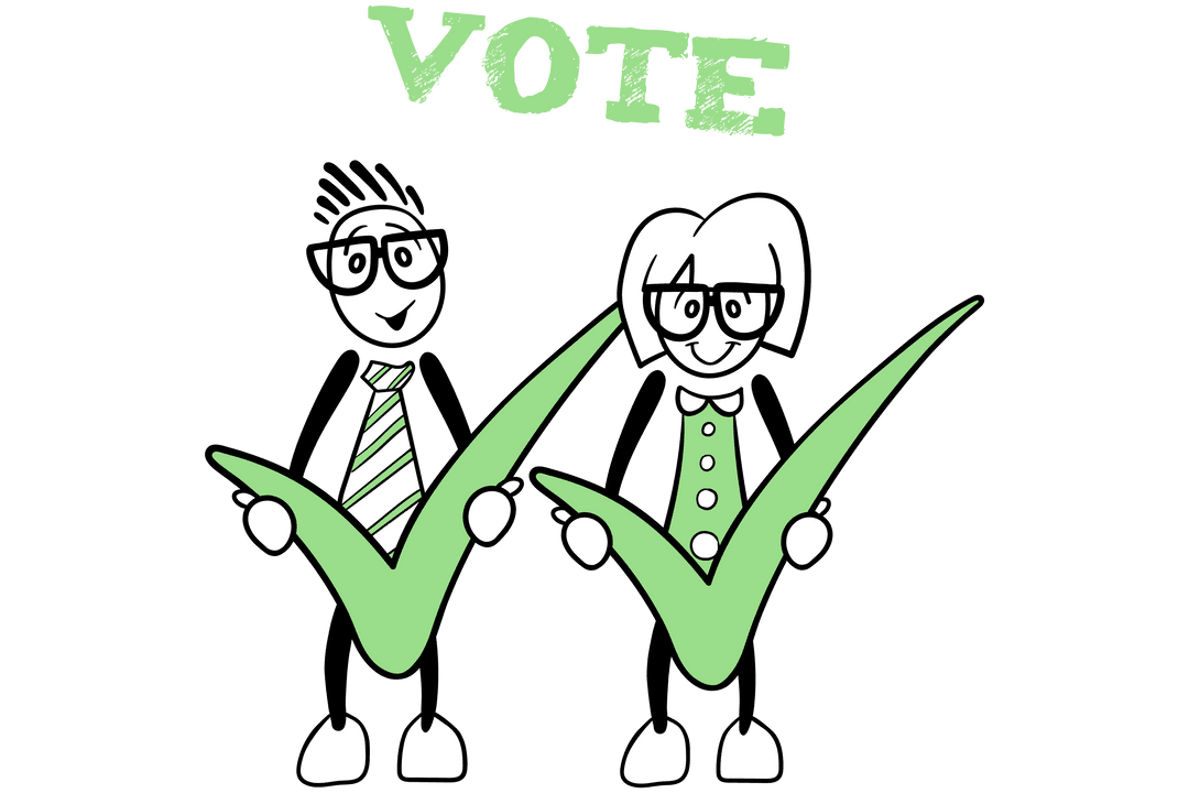 Transparent PNG Sticker of Characters with Vote Message