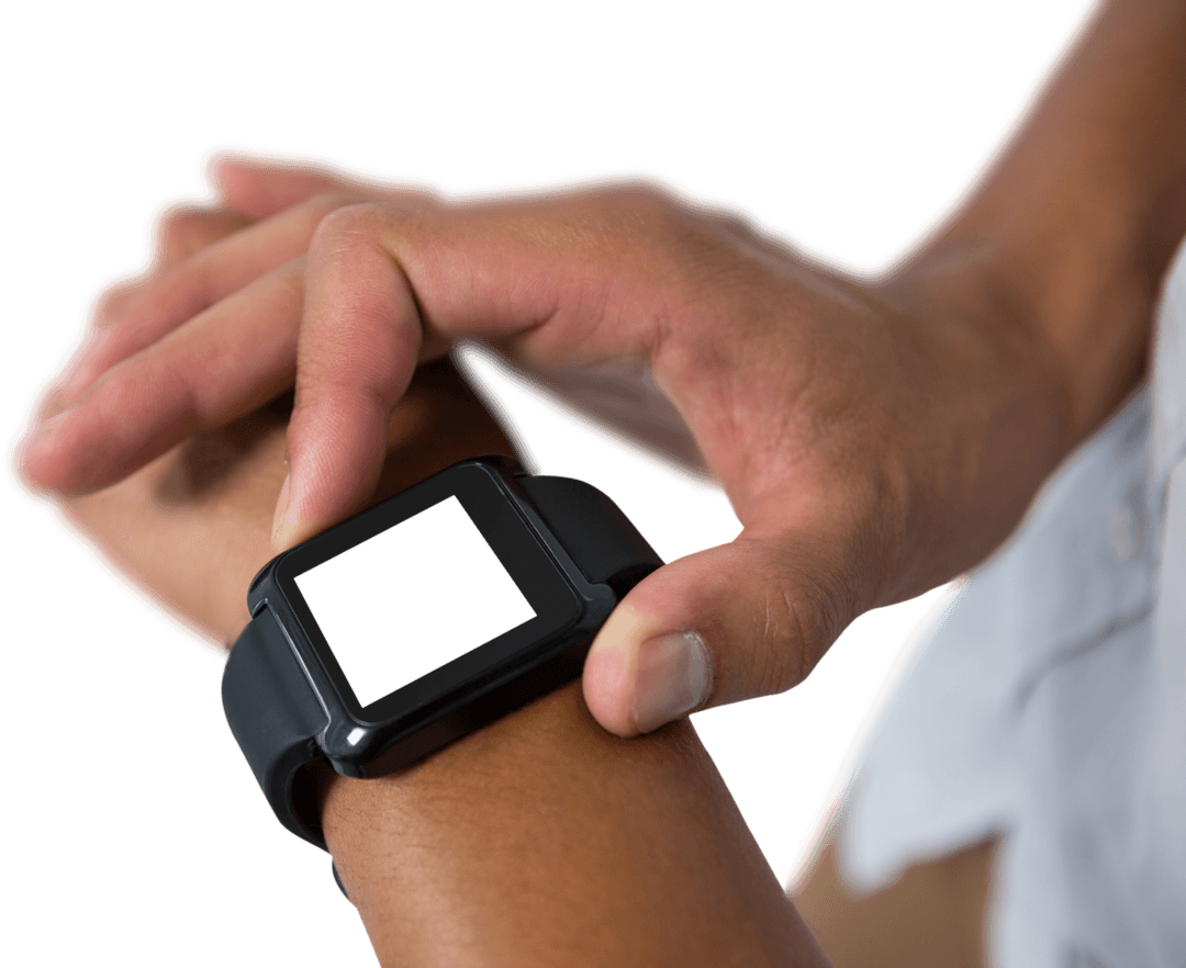 Person Navigating Transparent Smartwatch Display