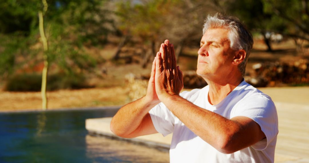 Senior Man Practicing Yoga Outdoors - Free Images, Stock Photos and Pictures on Pikwizard.com