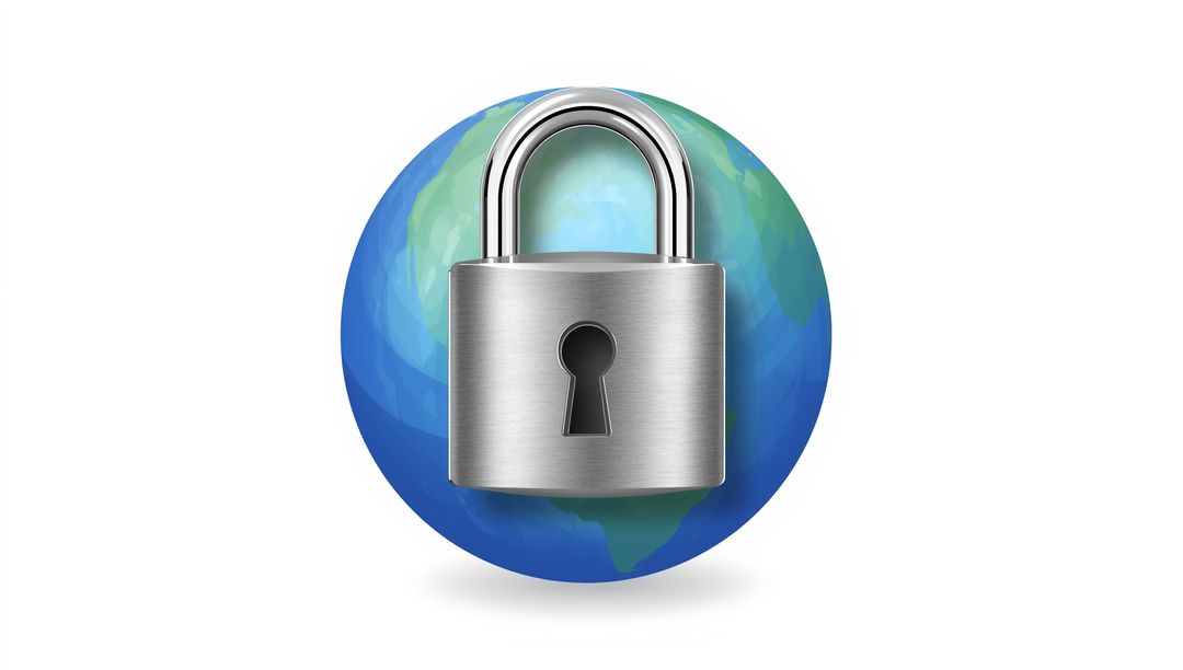 Global Security Concept: Lock Protecting Planet Earth