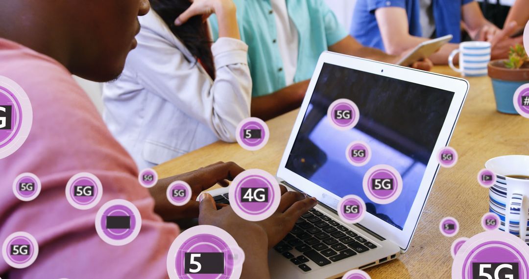 Businessman Connecting to 5G Network in Modern Office Space