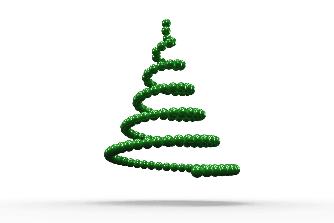 Digital Illustration of Spiral Christmas Tree on Transparent Background