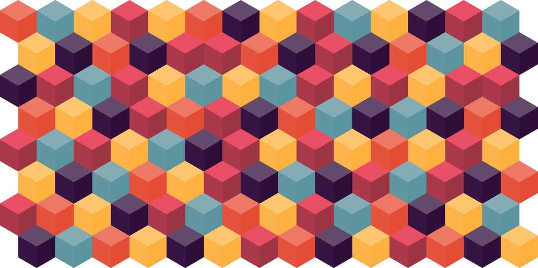 Colorful transparent geometric hexagons in repeating pattern