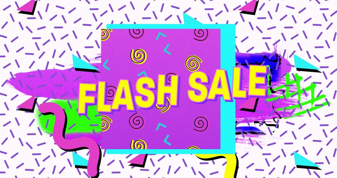 Retro Flash Sale Promotion With Bright Patterns and Bold Text
