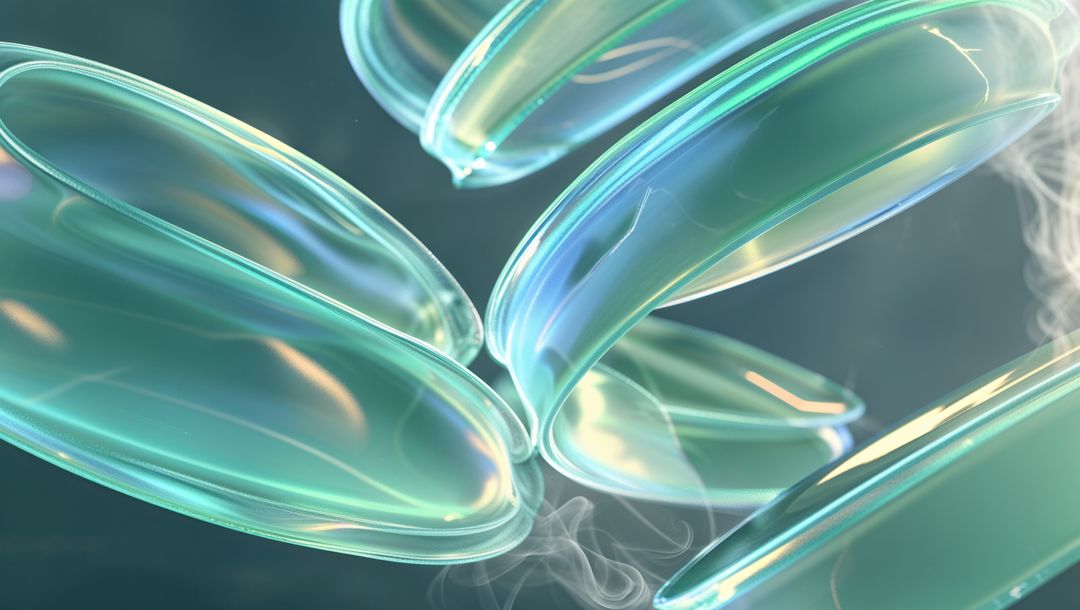 Futuristic Translucent Pods in Vaporous Abstract Space